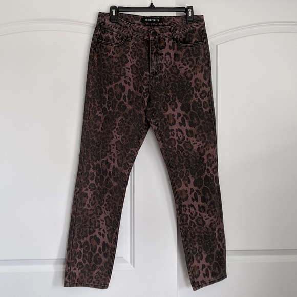 Prosperity Leopard Print Skinny Jeans Five Pocket Non Stretch Brown Black 29 NWT - Picture 13 of 16